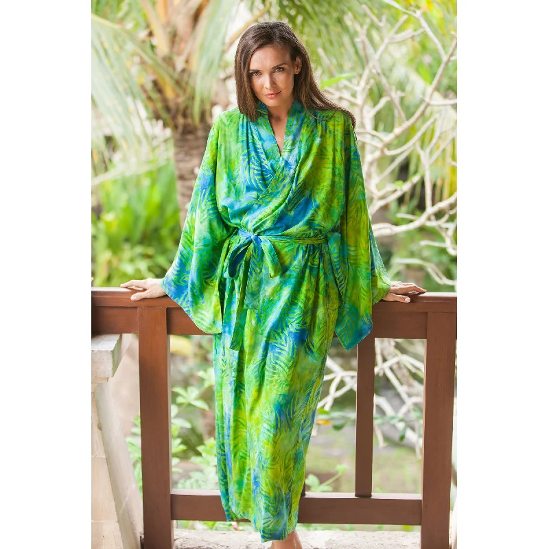 Leafy Haven Rayon Batik Robe