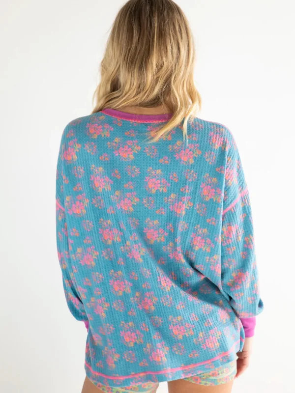 mix-match-waffle-pajama-top-turquoise-pink-floral