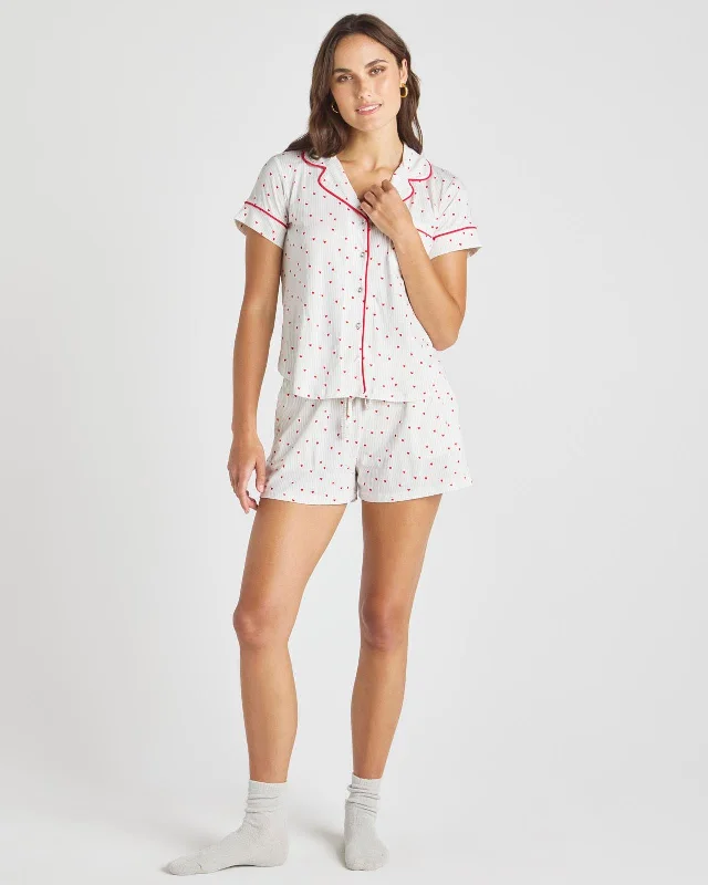 red-hearts-notch-collar-short-pj-set