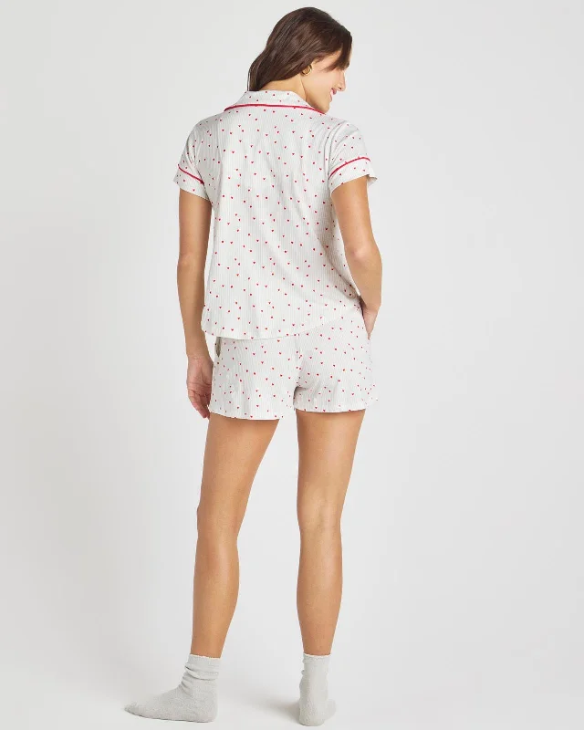 red-hearts-notch-collar-short-pj-set