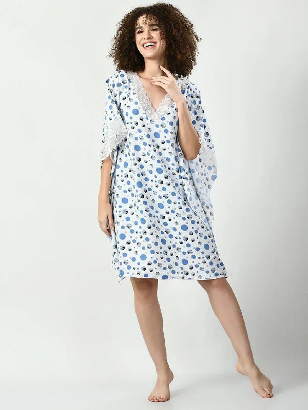 Women's Viscose Rayon Blue Nightdress - Legit Affair