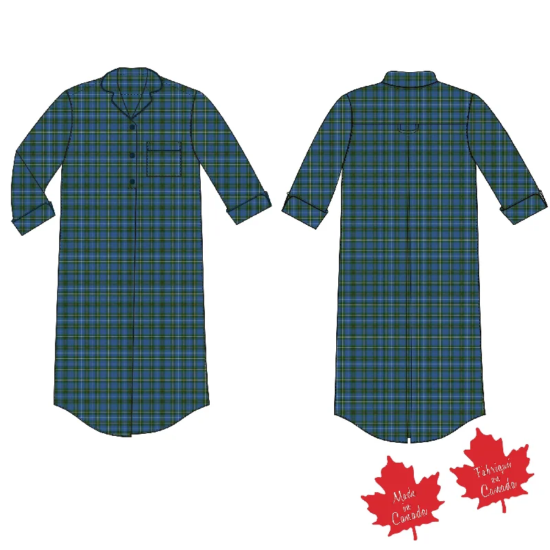 1003 / Woman's Long Flannel Nightshirt / Mini Nova Scotia Tartan