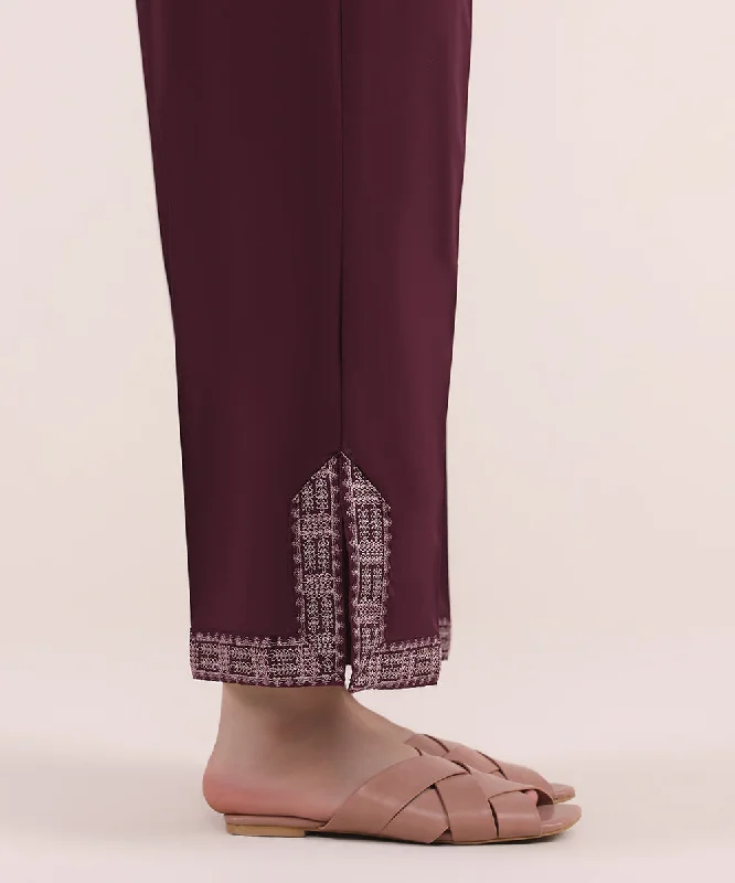 Embroidered Cambric Straight Pants