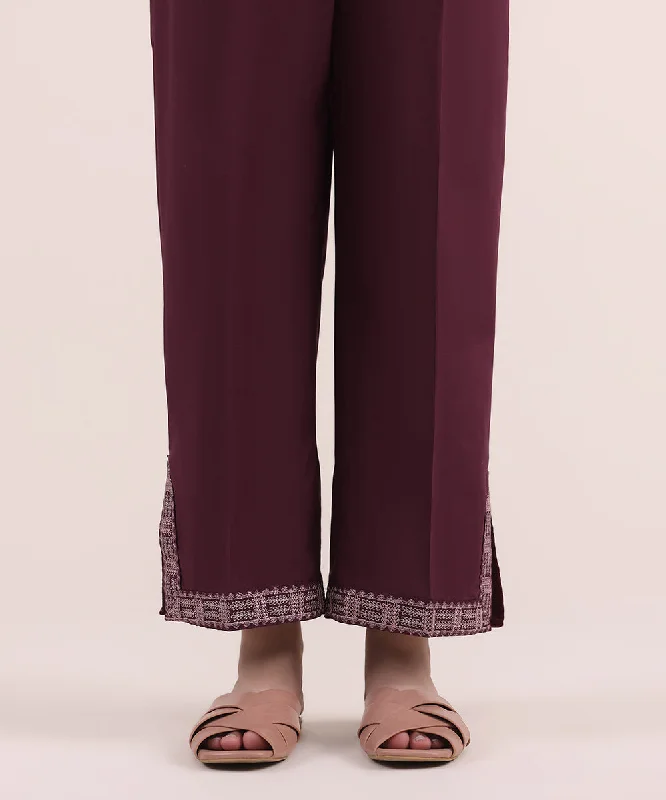 Embroidered Cambric Straight Pants