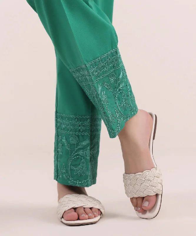 Embroidered Cambric Straight Pants