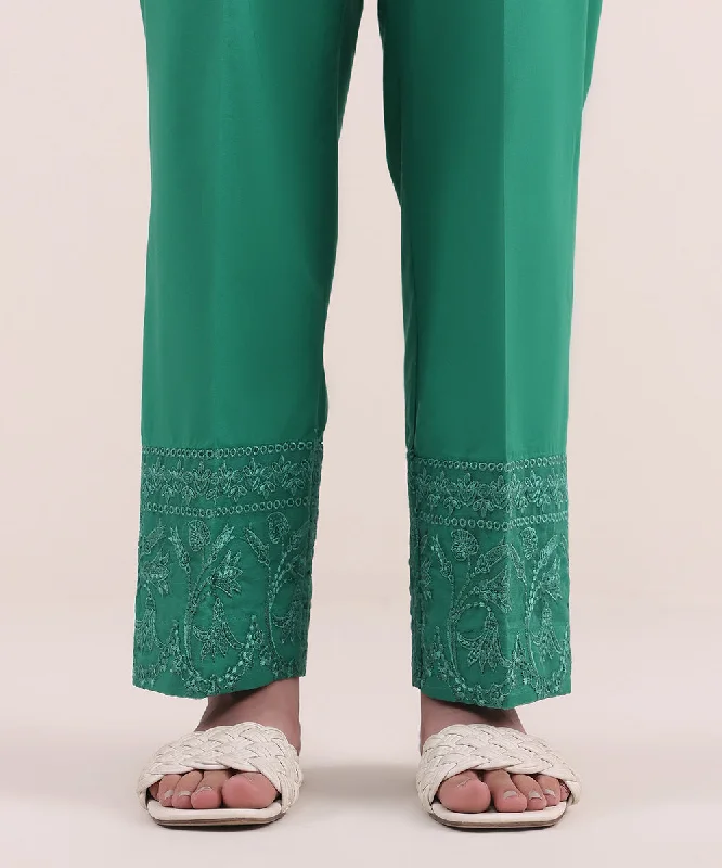 Embroidered Cambric Straight Pants