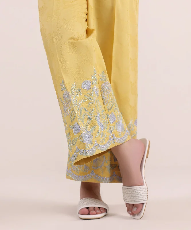 Embroidered Jacquard Flared Pants