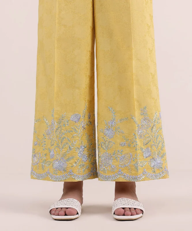 Embroidered Jacquard Flared Pants