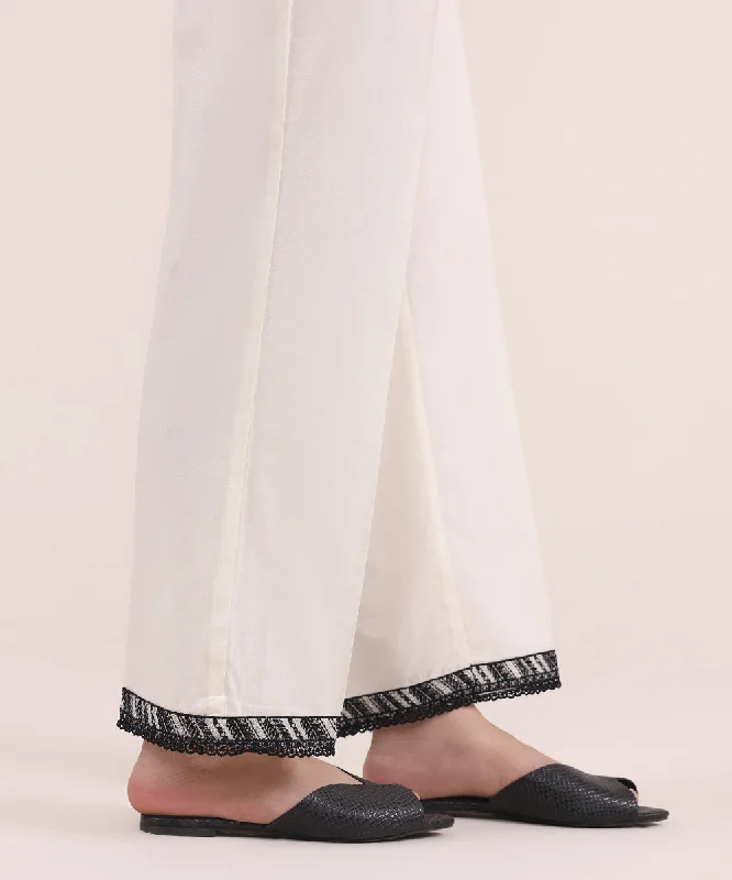 Embroidered Cambric Straight Pants