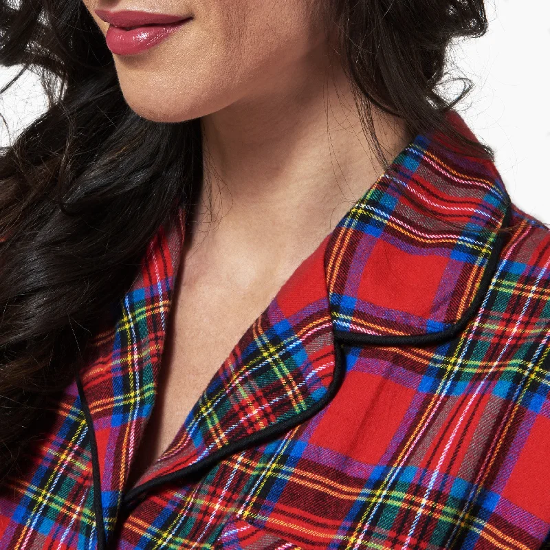 1001/ Woman's Knee Length Flannel Nightshirt / Royal Stewart Tartan