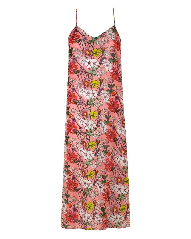 Womens Long Nightdress Pink Vintage Floral