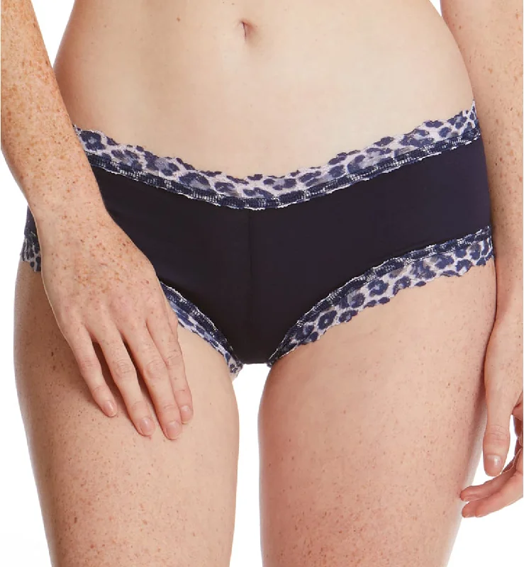 Hanky Panky Cotton-Spandex Boyshort (891322P) - Navy/Leopard