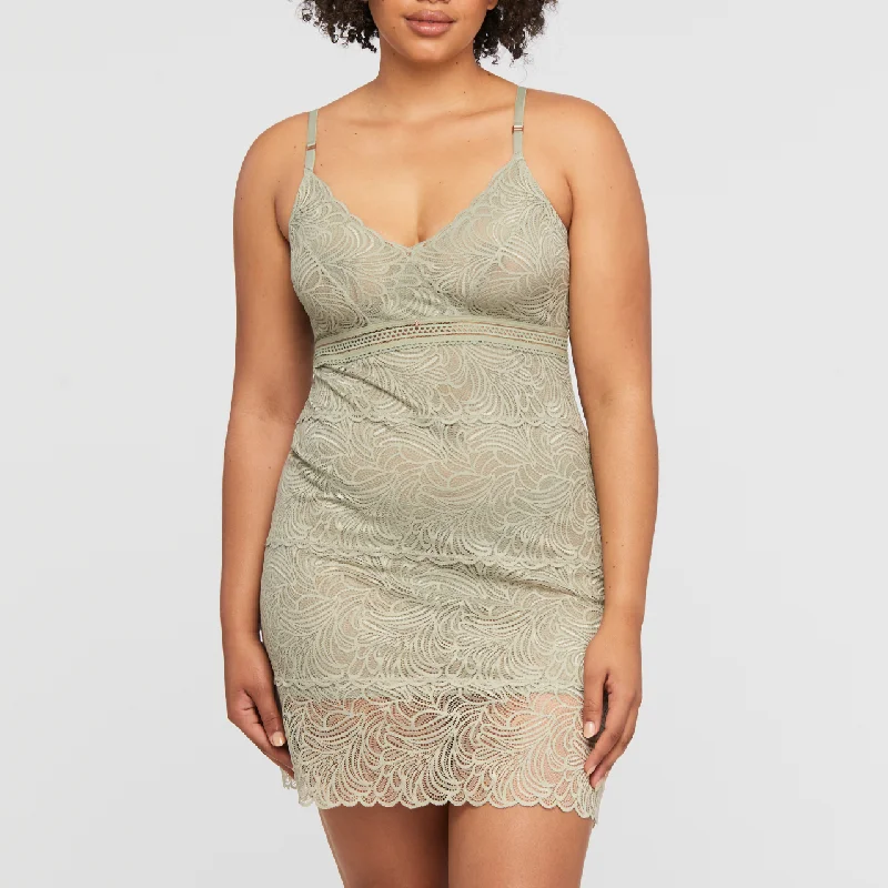 London Fog Bust Support Lace Slip Set - 9484 - Sage