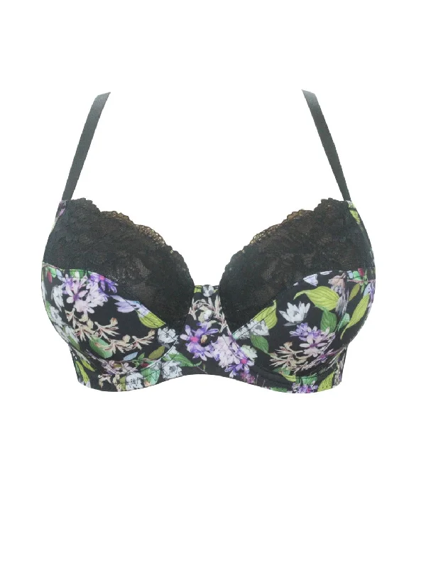 Ava Unlined Wire Bra - Black Floral - P5372