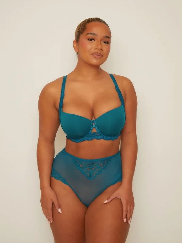 Daley Lace Bra : Blue Coral