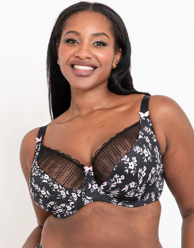 Flirtelle Riley Balcony Bra Black/Pink Print