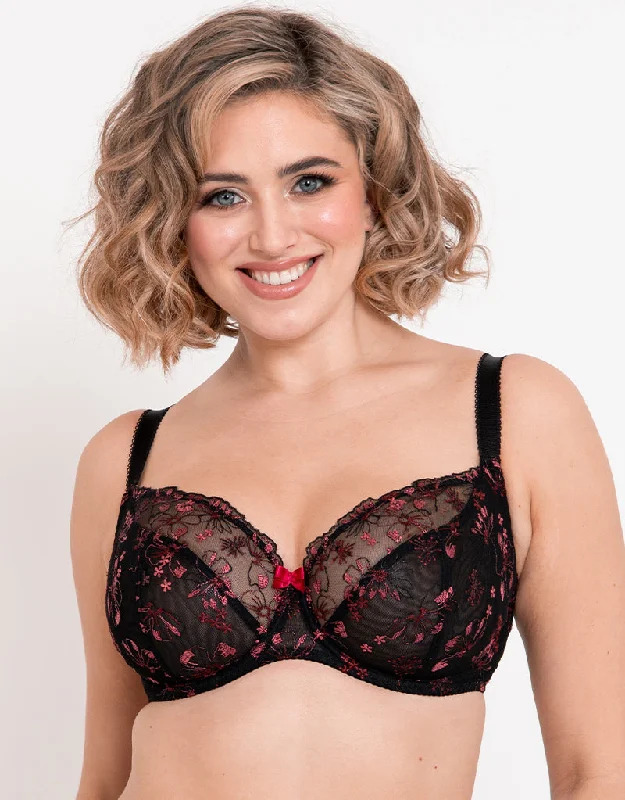 Flirtelle Rosie Balcony Bra Black/Pink