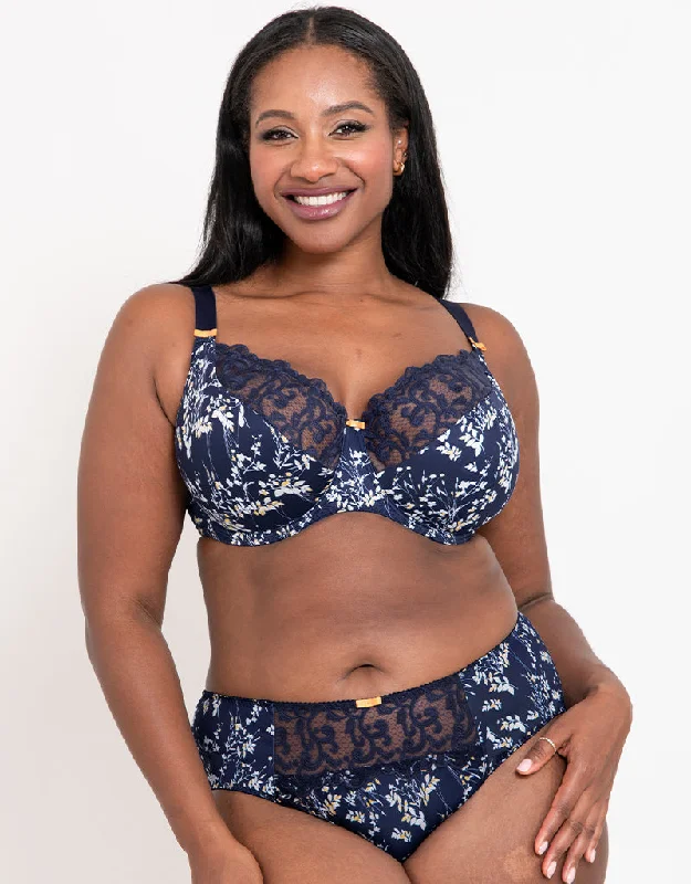 Flirtelle Swirl Balcony Bra Navy Print