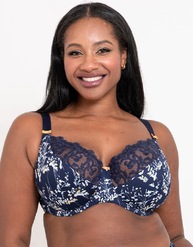 Flirtelle Swirl Balcony Bra Navy Print