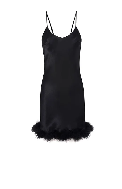 Kitty Feather Trim Slip Dress