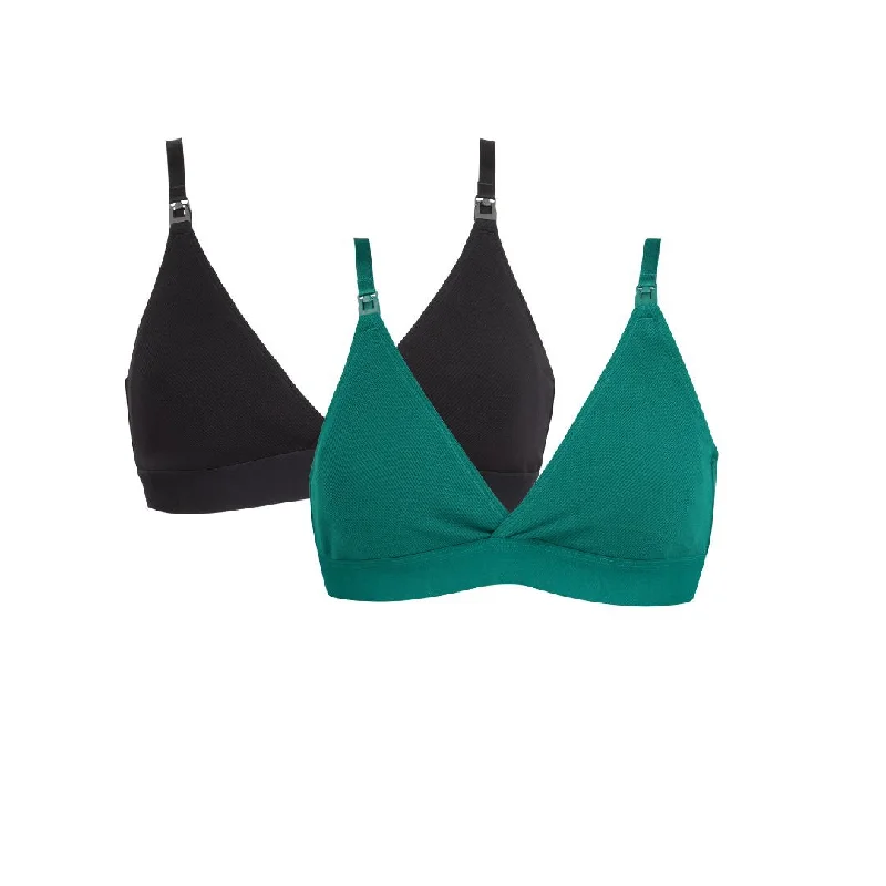 Maya Black + Green Nursing Bra set