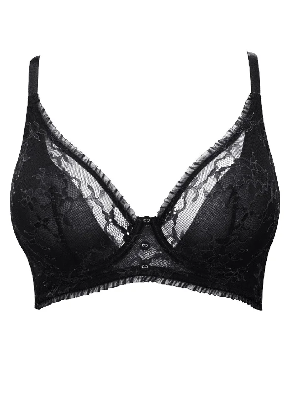 New York Unlined Longline Bra - Black - A1632