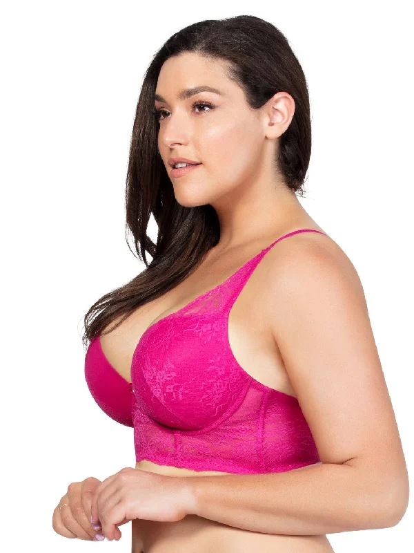 Sandrine Plunge Longline Bra - Wild pink - P5351