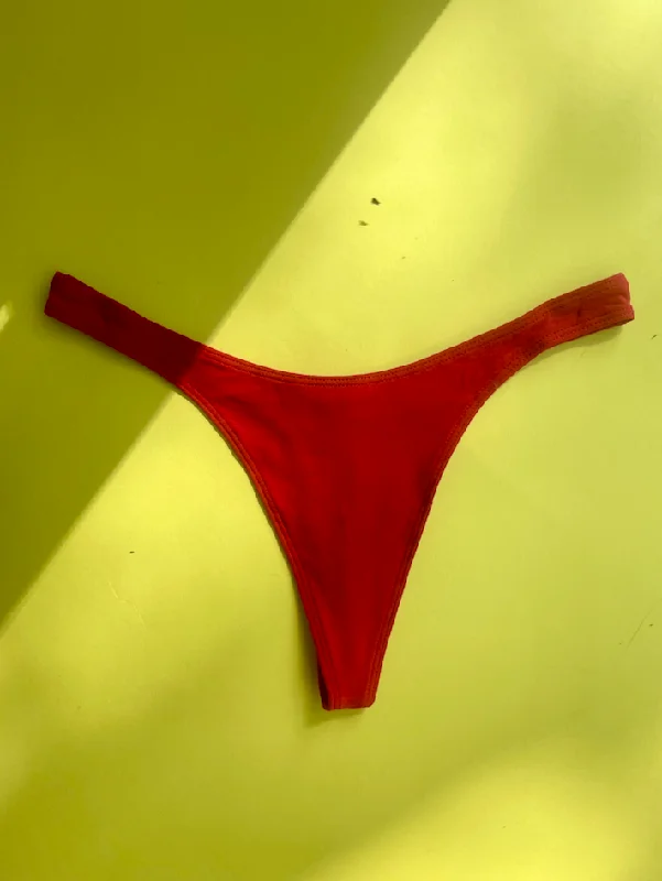 Skin: Graysen Organic Cotton High Cut Thong - Hot Red