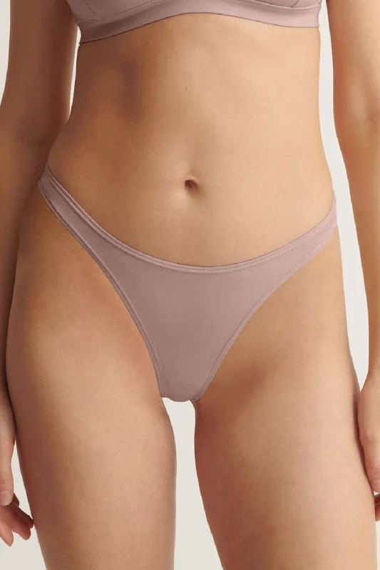 Skin: Graysen Organic Cotton High Cut Thong - Mauve