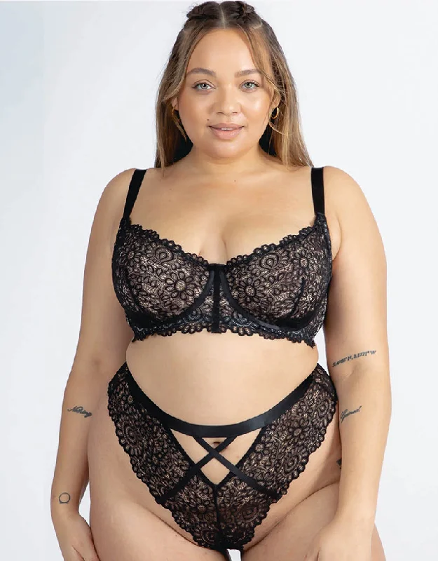 We Are We Wear Victoria Heroic Lace Balconette Bra Black