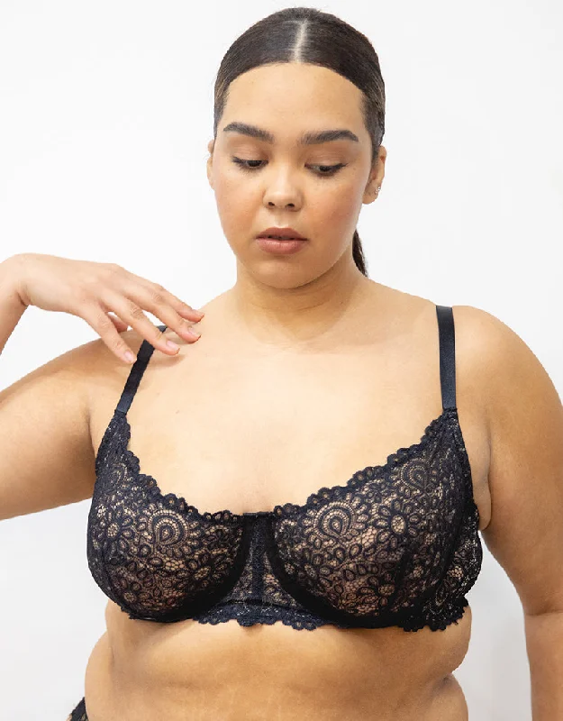 We Are We Wear Victoria Heroic Lace Balconette Bra Black