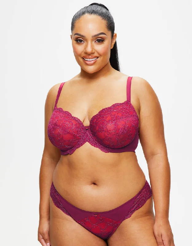 Ann Summers Sexy Lace Planet Plunge Bra Burgundy