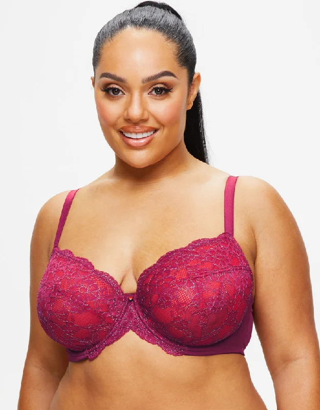 Ann Summers Sexy Lace Planet Plunge Bra Burgundy