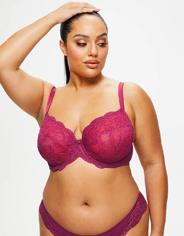 Ann Summers Sexy Lace Planet Plunge Bra Burgundy