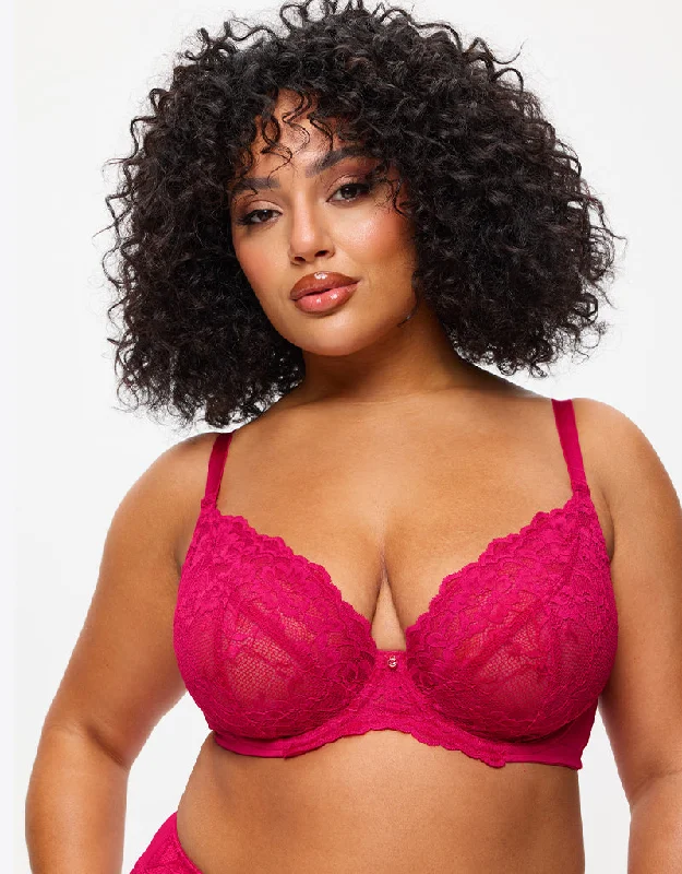 Ann Summers Sexy Lace Planet Plunge Bra Dark Pink