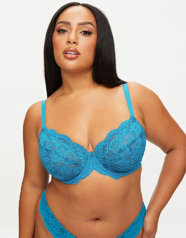 Ann Summers Sexy Lace Planet Plunge Bra Teal/Navy