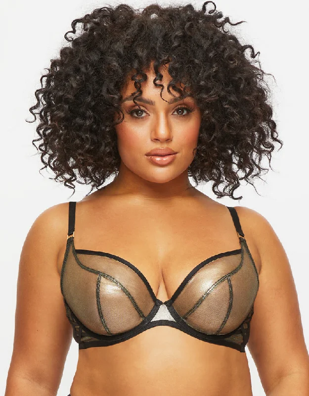 Ann Summers The Palazzo Shine Plunge Bra Black/Gold