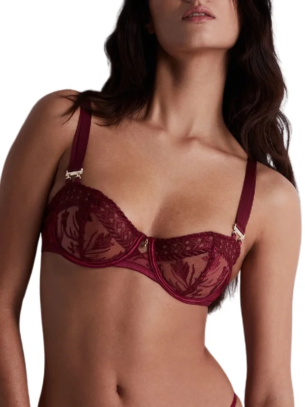 Magnetic Spell Half Cup Demi Bra  - Crimson Red