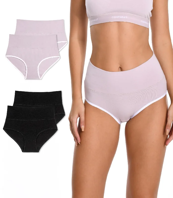 Comfneat Women's 4-Pack High Waisted Briefs Stretchy Cotton Spandex Underwear