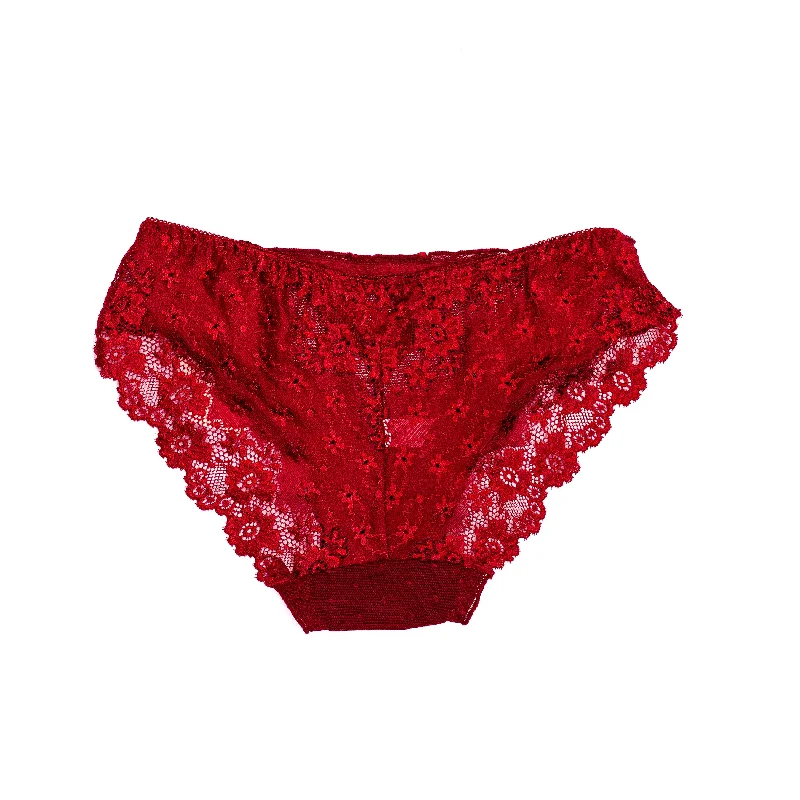 Sajiero Flowers Embroidery Net Panty