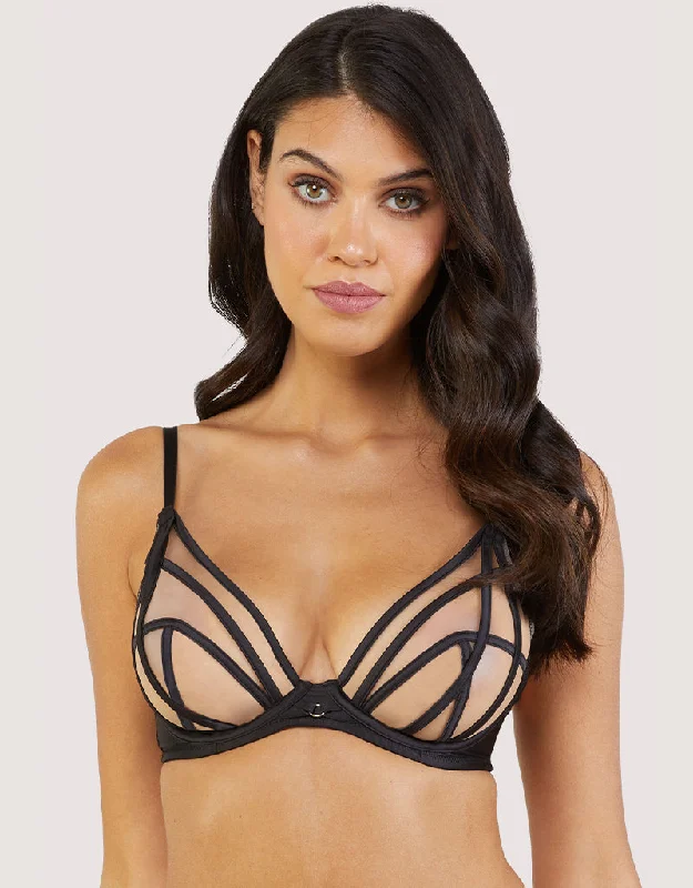 Playful Promises Ramona Mesh Plunge Bra Black