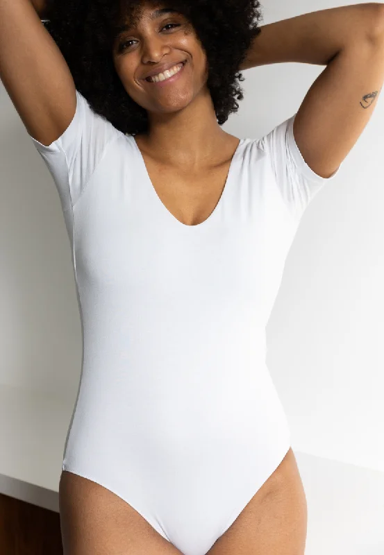 ORGANIC COTTON SHORT SLEEVE V-NECK BODYSUIT