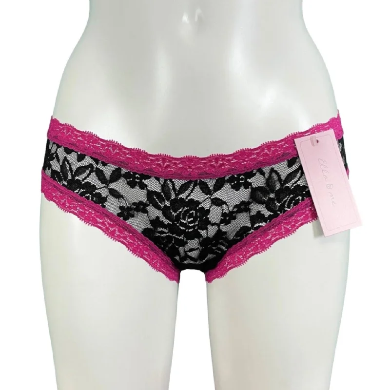 Signature Lace Cheeky Fit Knicker - Black & Raspberry