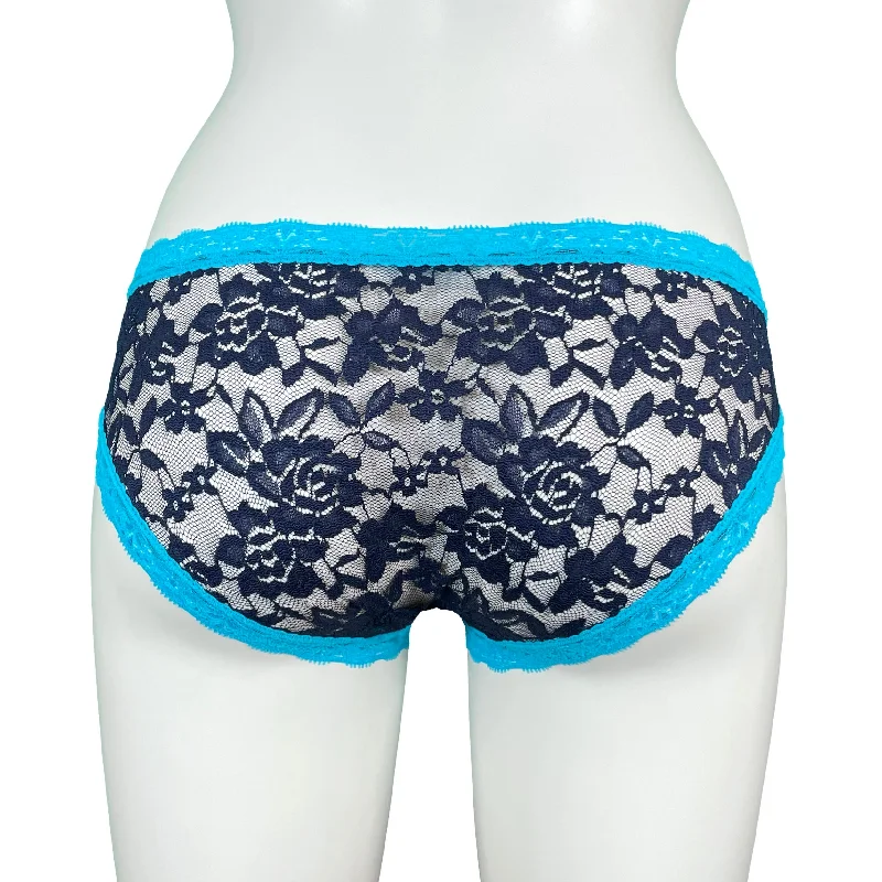 Signature Lace Cheeky Fit Knicker - Navy & Turquoise