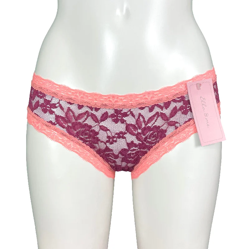 Signature Lace Cheeky Fit Knicker - Raspberry & Coral