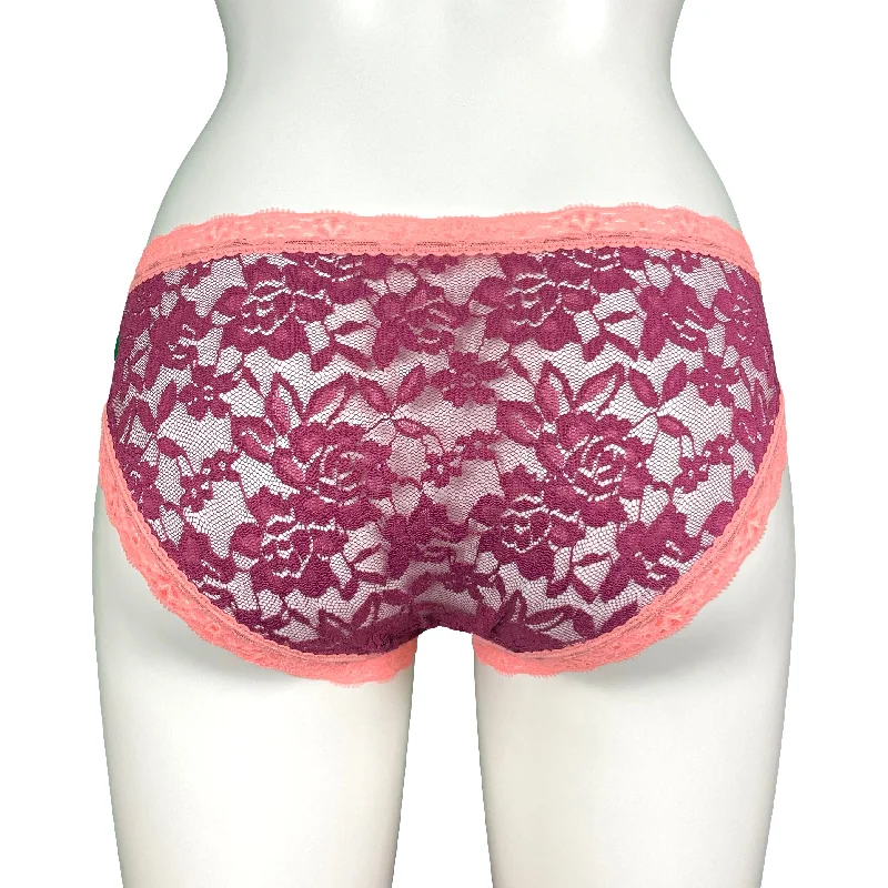 Signature Lace Cheeky Fit Knicker - Raspberry & Coral