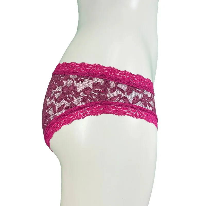 Signature Lace Cheeky Fit Knicker - Rosewood & Raspberry