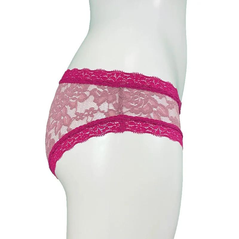 Signature Lace Cheeky Fit Knicker - Vintage Rose & Raspberry