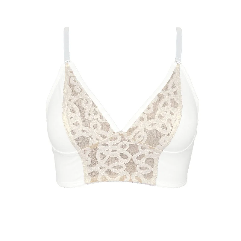 Stella long-line bralette with lace in natural