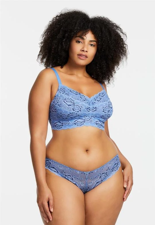 Montelle Cup Sized Non-Underwire Convertible Lace Bralette (Denim Blue)